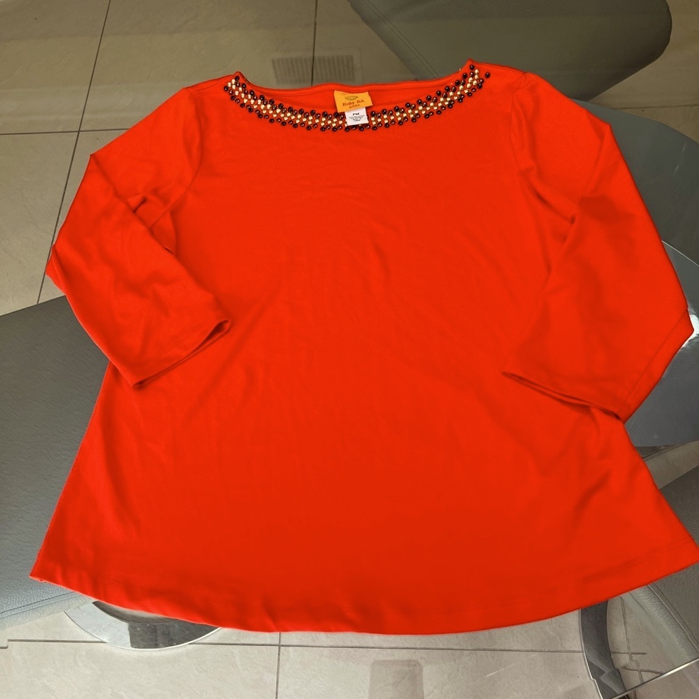 Ruby Rd. Orange Top Size Medium Petite - image 1
